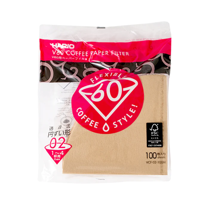 Hario V60-02 Paper Coffee Filters - Brown - 100 Pack