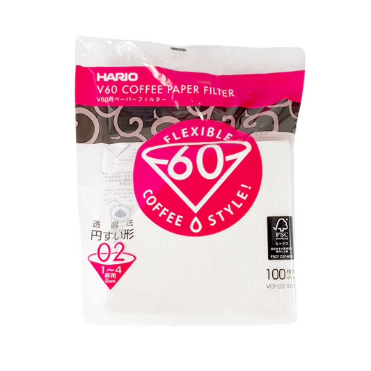 Hario V60-02 Paper Coffee Filters - White - 100 Pack